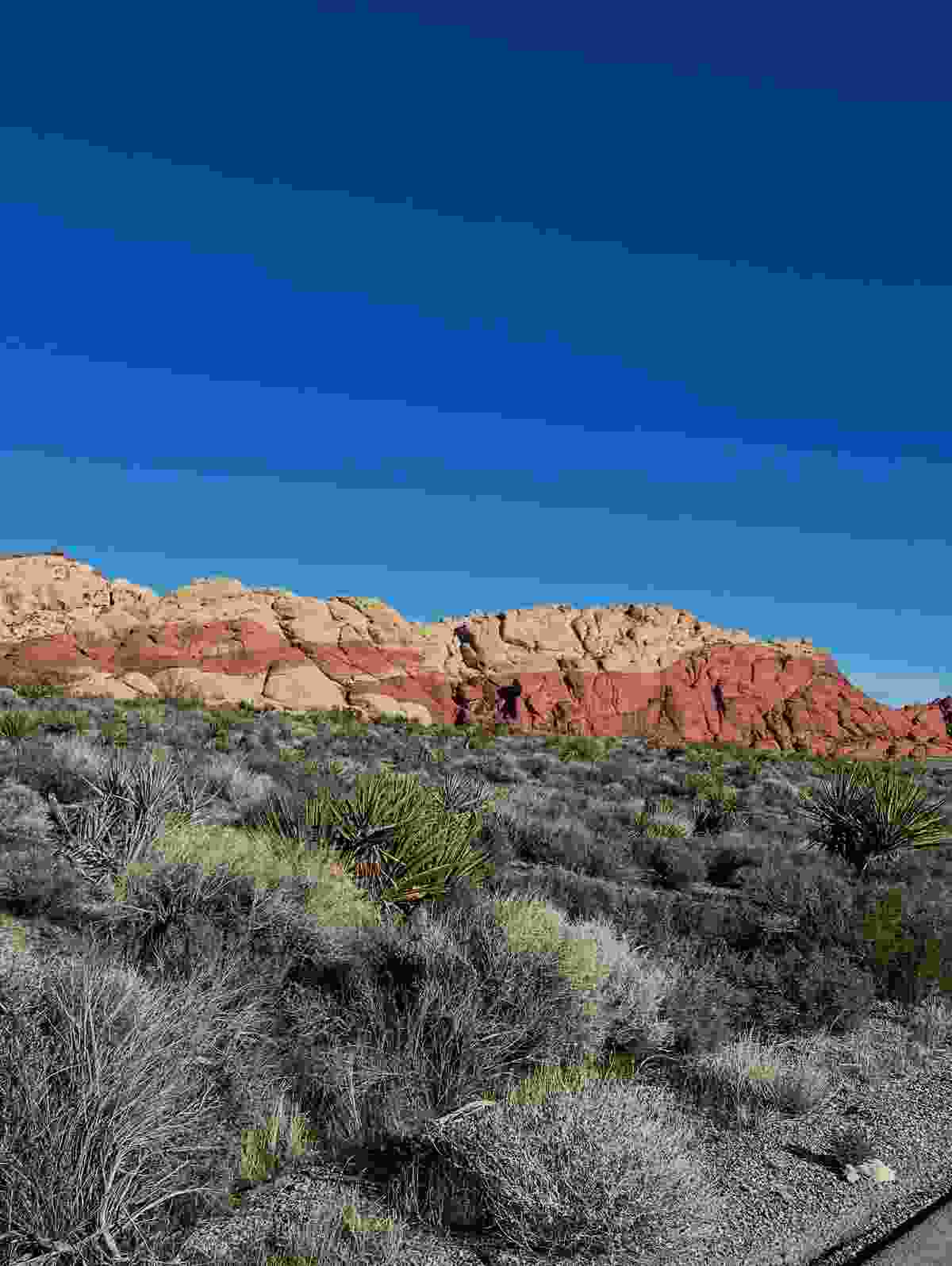 Red Rock Canyon campground with towering sandstone cliffs