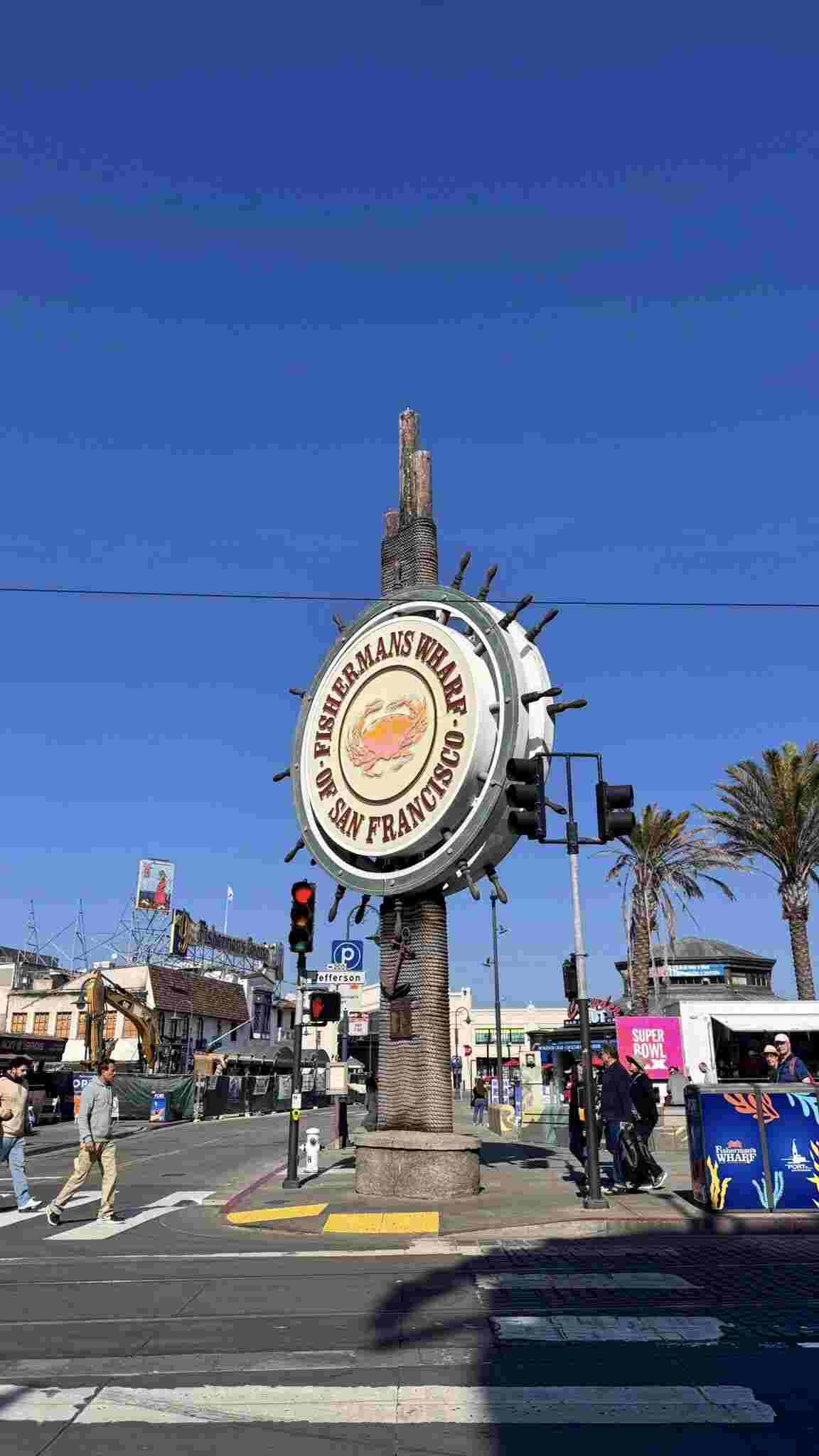 Fisherman's Wharf in San Francisco with tourists and pier