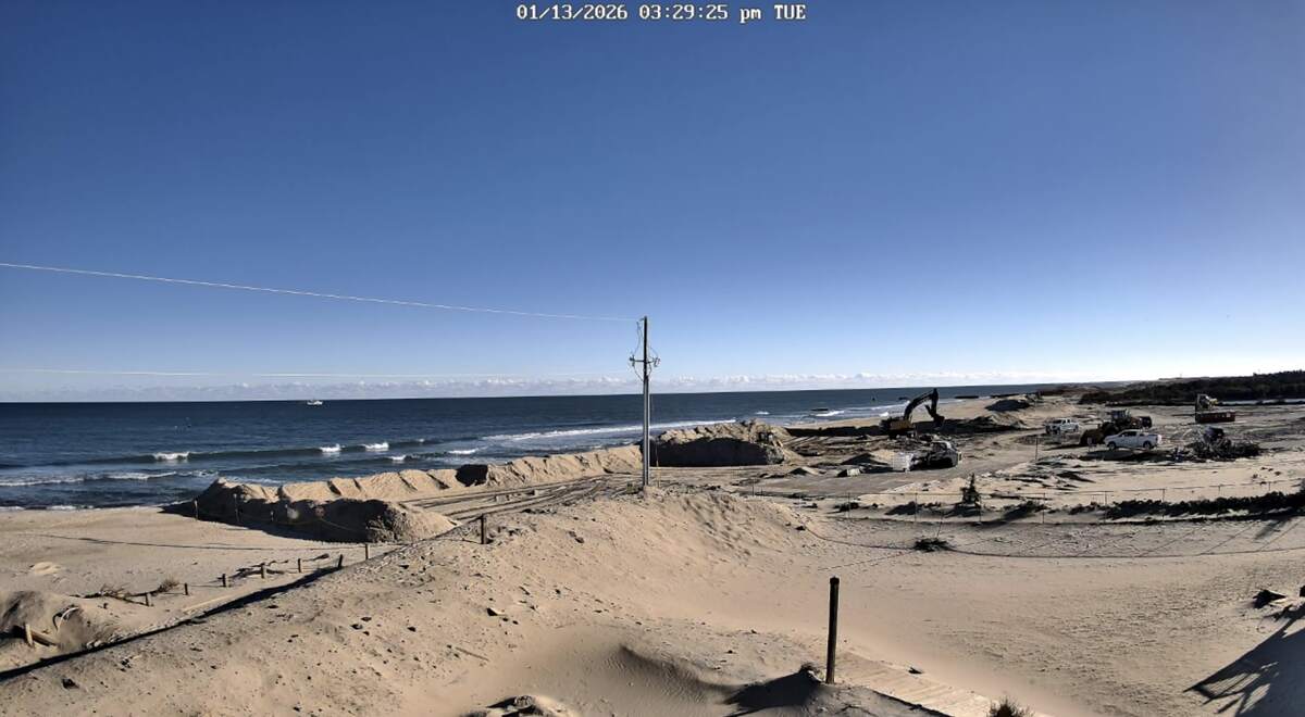 Cape Hatteras Lighthouse rising above the Outer Banks shoreline where two Atlantic currents collide, North Carolina