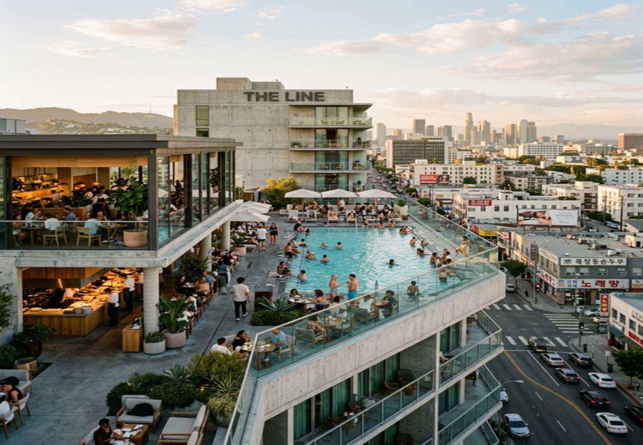 The LINE Hotel Koreatown — mid-century modern with rooftop pool and Michelin-starred dining