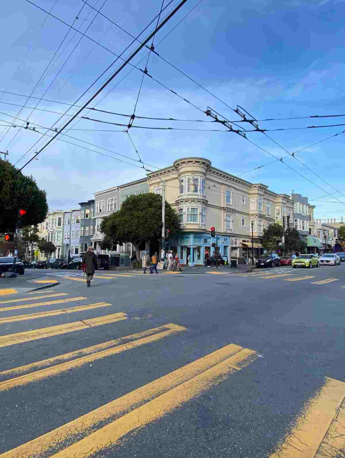 Haight-Ashbury neighborhood with colorful murals and shops